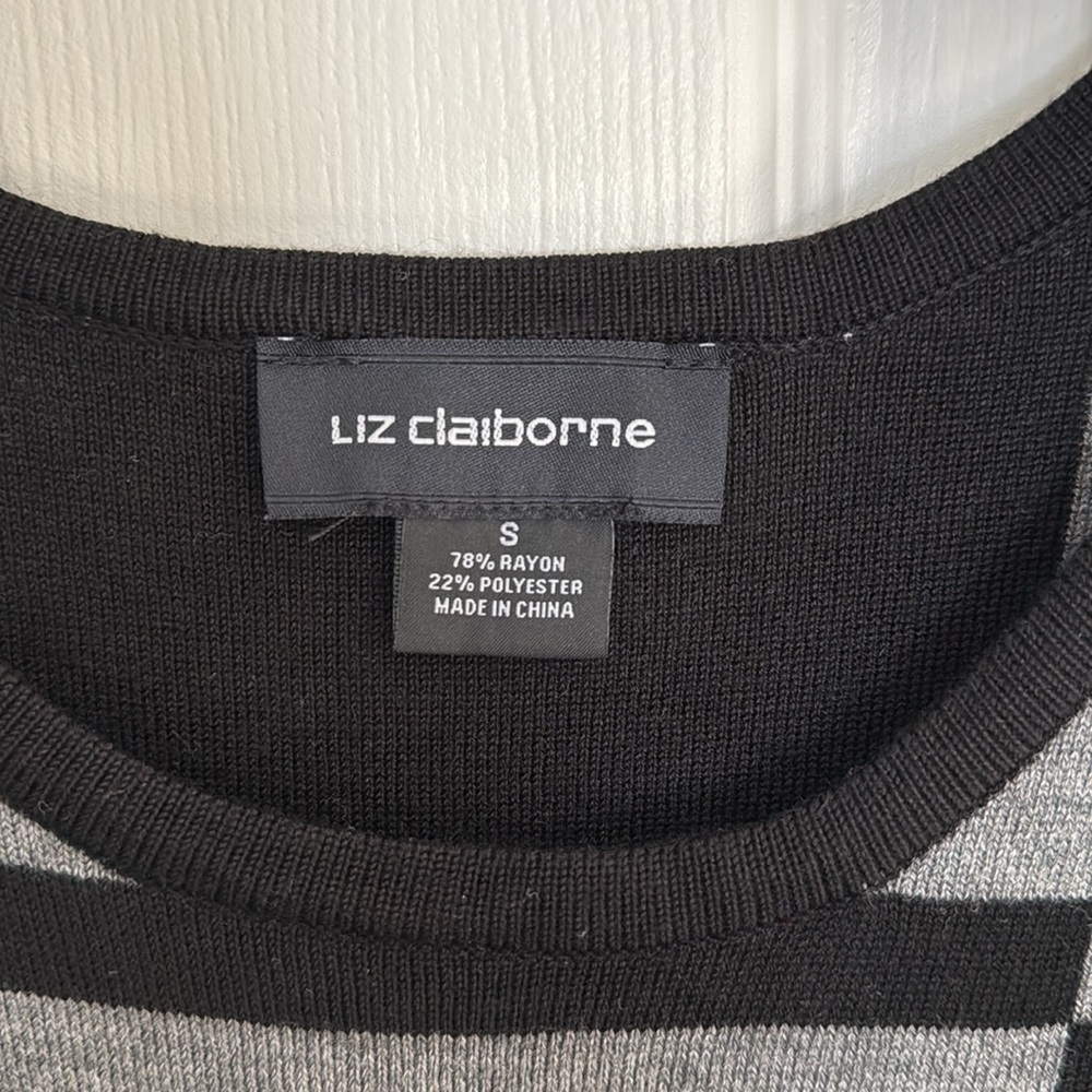 Liz Claiborne Black and Grey Sweater Dress - Size Small - Picture 2 of 4